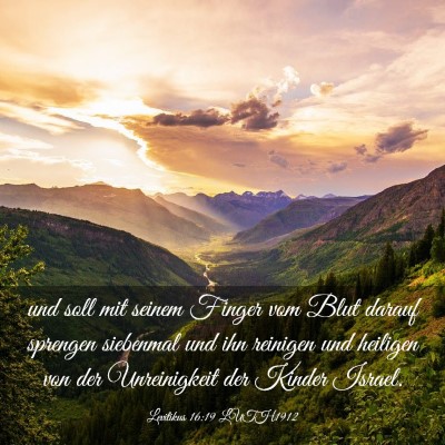 Picture 03 - Levitikus 16:19 LUTH1912 - und soll mit seinem Finger vom Blut darauf - Bible Verse Picture