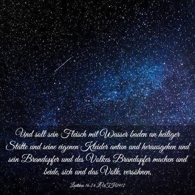 Picture 03 - Levitikus 16:24 LUTH1912 - Und soll sein Fleisch mit Wasser baden an - Bible Verse Picture