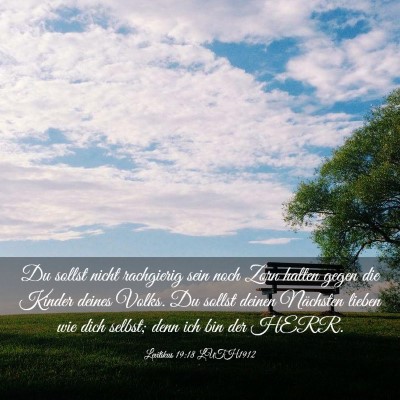 Picture 03 - Levitikus 19:18 LUTH1912 - Du sollst nicht rachgierig sein noch Zorn halten - Bible Verse Picture