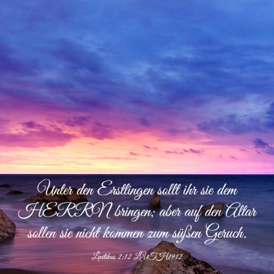 Picture 03 - Levitikus 2:12 LUTH1912 - Unter den Erstlingen sollt ihr sie dem HERRN - Bible Verse Picture