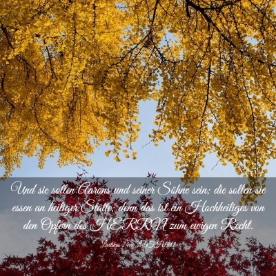 Picture 03 - Levitikus 24:9 LUTH1912 - Und sie sollen Aarons und seiner Söhne sein; die - Bible Verse Picture