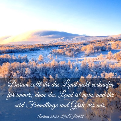Picture 03 - Levitikus 25:23 LUTH1912 - Darum sollt ihr das Land nicht verkaufen für - Bible Verse Picture