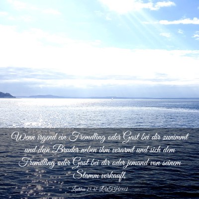 Picture 03 - Levitikus 25:47 LUTH1912 - Wenn irgend ein Fremdling oder Gast bei dir - Bible Verse Picture
