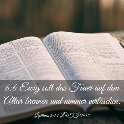 Picture 03 - Levitikus 6:13 LUTH1912 - 6:6 Ewig soll das Feuer auf dem Altar brennen und - Bible Verse Picture