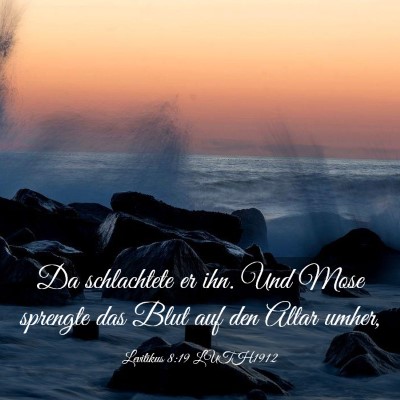 Picture 03 - Levitikus 8:19 LUTH1912 - Da schlachtete er ihn. Und Mose sprengte das Blut - Bible Verse Picture