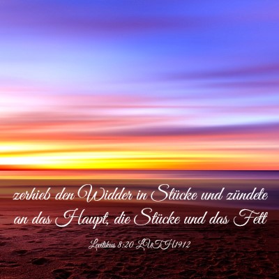 Picture 03 - Levitikus 8:20 LUTH1912 - zerhieb den Widder in Stücke und zündete an das - Bible Verse Picture