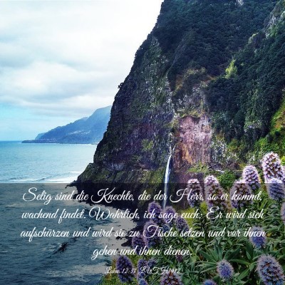 Picture 03 - Lukas 12:37 LUTH1912 - Selig sind die Knechte, die der Herr, so er - Bible Verse Picture