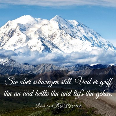 Picture 03 - Lukas 14:4 LUTH1912 - Sie aber schwiegen still. Und er griff ihn an und - Bible Verse Picture