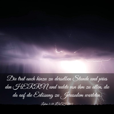 Picture 03 - Lukas 2:38 LUTH1912 - Die trat auch hinzu zu derselben Stunde und pries - Bible Verse Picture