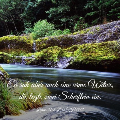 Picture 03 - Lukas 21:2 LUTH1912 - Er sah aber auch eine arme Witwe, die legte zwei - Bible Verse Picture