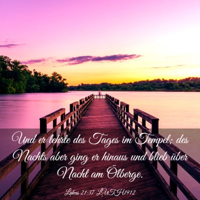 Picture 03 - Lukas 21:37 LUTH1912 - Und er lehrte des Tages im Tempel; des Nachts - Bible Verse Picture