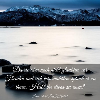 Picture 03 - Lukas 24:41 LUTH1912 - Da sie aber noch nicht glaubten, vor Freuden und - Bible Verse Picture