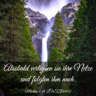 Picture 03 - Markus 1:18 LUTH1912 - Alsobald verließen sie ihre Netze und folgten - Bible Verse Picture