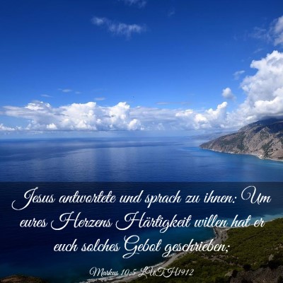 Picture 03 - Markus 10:5 LUTH1912 - Jesus antwortete und sprach zu ihnen: Um eures - Bible Verse Picture