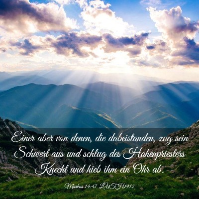 Picture 03 - Markus 14:47 LUTH1912 - Einer aber von denen, die dabeistanden, zog sein - Bible Verse Picture