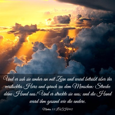 Picture 03 - Markus 3:5 LUTH1912 - Und er sah sie umher an mit Zorn und ward - Bible Verse Picture