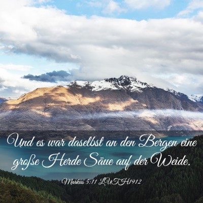 Picture 03 - Markus 5:11 LUTH1912 - Und es war daselbst an den Bergen eine große - Bible Verse Picture