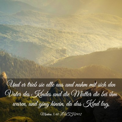 Picture 03 - Markus 5:40 LUTH1912 - Und er trieb sie alle aus und nahm mit sich den - Bible Verse Picture