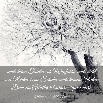 Picture 03 - Matthäus 10:10 LUTH1912 - auch keine Tasche zur Wegfahrt, auch nicht zwei - Bible Verse Picture