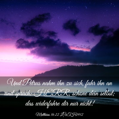 Picture 03 - Matthäus 16:22 LUTH1912 - Und Petrus nahm ihn zu sich, fuhr ihn an und - Bible Verse Picture