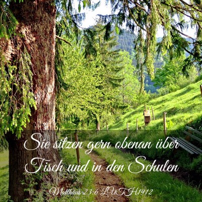 Picture 03 - Matthäus 23:6 LUTH1912 - Sie sitzen gern obenan über Tisch und in den - Bible Verse Picture