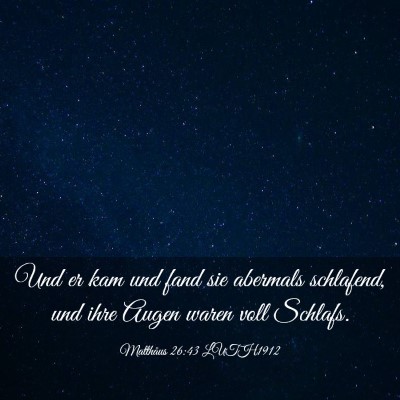 Picture 03 - Matthäus 26:43 LUTH1912 - Und er kam und fand sie abermals schlafend, und - Bible Verse Picture