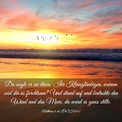 Picture 03 - Matthäus 8:26 LUTH1912 - Da sagte er zu ihnen: Ihr Kleingläubigen, warum - Bible Verse Picture