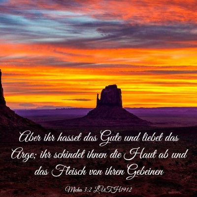 Picture 03 - Micha 3:2 LUTH1912 - Aber ihr hasset das Gute und liebet das Arge; ihr - Bible Verse Picture