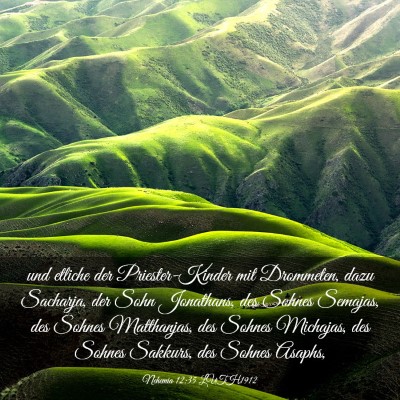 Picture 03 - Nehemia 12:35 LUTH1912 - und etliche der Priester-Kinder mit Drommeten, - Bible Verse Picture