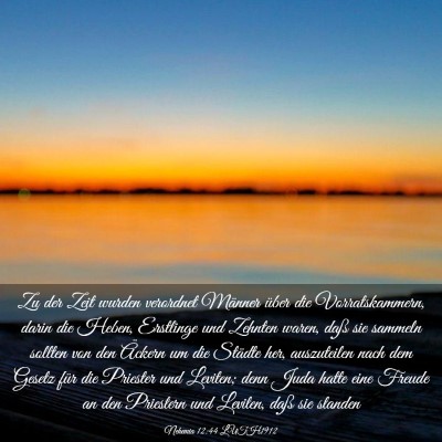 Picture 03 - Nehemia 12:44 LUTH1912 - Zu der Zeit wurden verordnet Männer über die - Bible Verse Picture