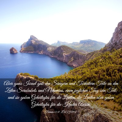 Picture 03 - Nehemia 12:47 LUTH1912 - Aber ganz Israel gab den Sängern und Torhütern - Bible Verse Picture