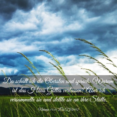 Picture 03 - Nehemia 13:11 LUTH1912 - Da schalt ich die Obersten und sprach: Warum ist - Bible Verse Picture