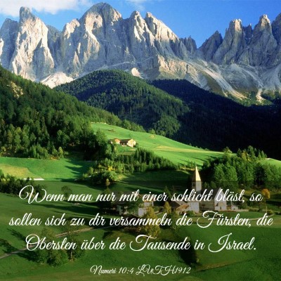 Picture 03 - Numeri 10:4 LUTH1912 - Wenn man nur mit einer schlicht bläst, so sollen - Bible Verse Picture