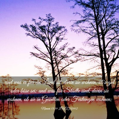 Picture 03 - Numeri 13:19 LUTH1912 - und was es für ein Land ist, darin sie wohnen, - Bible Verse Picture