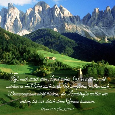 Picture 03 - Numeri 21:22 LUTH1912 - Laß mich durch dein Land ziehen. Wir wollen - Bible Verse Picture