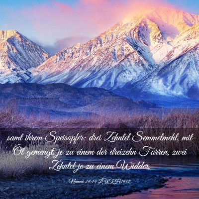 Picture 03 - Numeri 29:14 LUTH1912 - samt ihrem Speisopfer: drei Zehntel Semmelmehl, - Bible Verse Picture