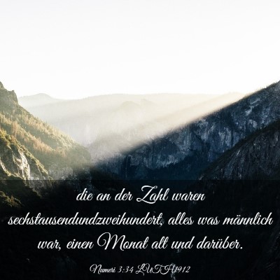 Picture 03 - Numeri 3:34 LUTH1912 - die an der Zahl waren sechstausendundzweihundert, - Bible Verse Picture
