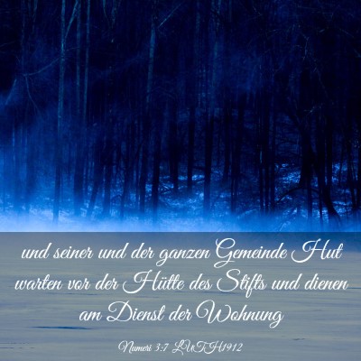 Picture 03 - Numeri 3:7 LUTH1912 - und seiner und der ganzen Gemeinde Hut warten vor - Bible Verse Picture