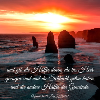 Picture 03 - Numeri 31:27 LUTH1912 - und gib die Hälfte denen, die ins Heer gezogen - Bible Verse Picture