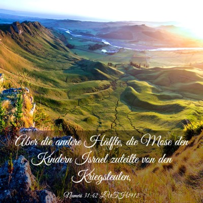 Picture 03 - Numeri 31:42 LUTH1912 - Aber die andere Hälfte, die Mose den Kindern - Bible Verse Picture