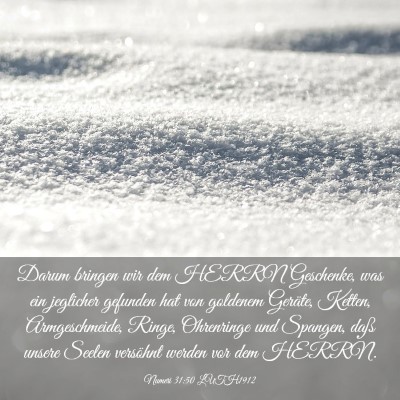 Picture 03 - Numeri 31:50 LUTH1912 - Darum bringen wir dem HERRN Geschenke, was ein - Bible Verse Picture
