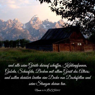Picture 03 - Numeri 4:14 LUTH1912 - und alle seine Geräte darauf schaffen, - Bible Verse Picture