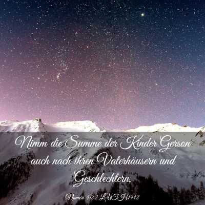 Picture 03 - Numeri 4:22 LUTH1912 - Nimm die Summe der Kinder Gerson auch nach ihren - Bible Verse Picture