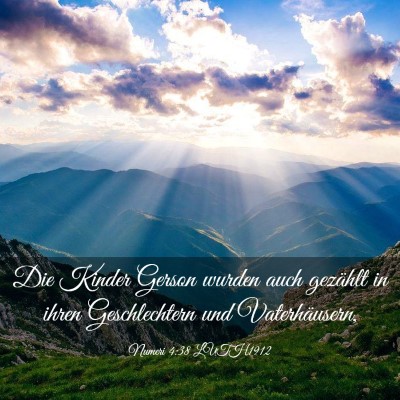 Picture 03 - Numeri 4:38 LUTH1912 - Die Kinder Gerson wurden auch gezählt in ihren - Bible Verse Picture