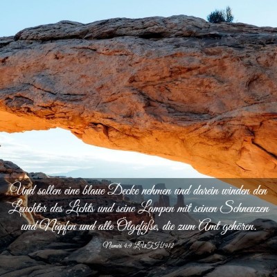 Picture 03 - Numeri 4:9 LUTH1912 - Und sollen eine blaue Decke nehmen und darein - Bible Verse Picture