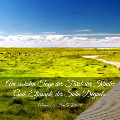 Picture 03 - Numeri 7:42 LUTH1912 - Am sechsten Tage der Fürst der Kinder Gad, - Bible Verse Picture