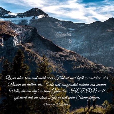 Picture 03 - Numeri 9:13 LUTH1912 - Wer aber rein und nicht über Feld ist und läßt - Bible Verse Picture