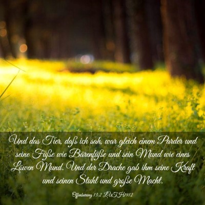 Picture 03 - Offenbarung 13:2 LUTH1912 - Und das Tier, daß ich sah, war gleich einem - Bible Verse Picture