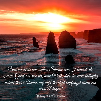 Picture 03 - Offenbarung 18:4 LUTH1912 - Und ich hörte eine andere Stimme vom Himmel, die - Bible Verse Picture