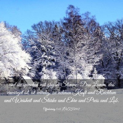 Picture 03 - Offenbarung 5:12 LUTH1912 - und sie sprachen mit großer Stimme: Das Lamm, - Bible Verse Picture